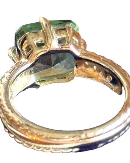 Lovely Aquamarine crystal fancy rhodium plated silver Lia Sophia ring