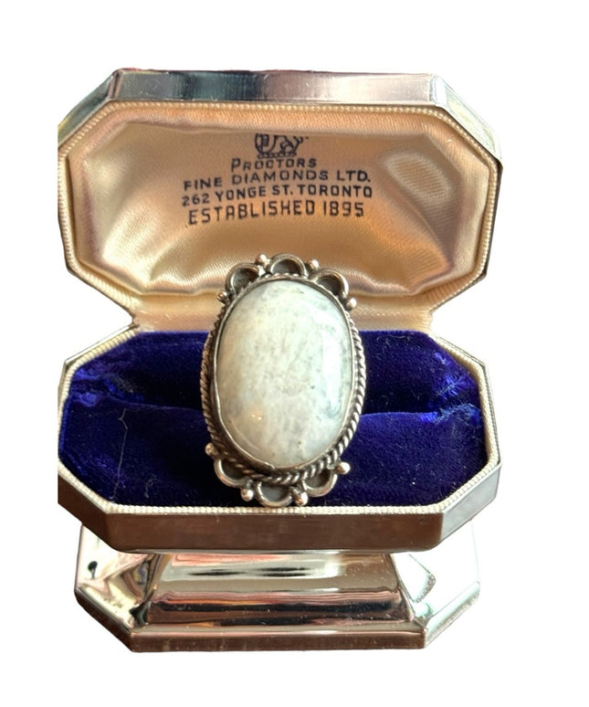 Vintage moonstone sterling silver 925 ring large statement