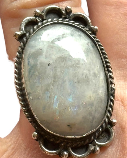 Vintage moonstone sterling silver 925 ring large statement