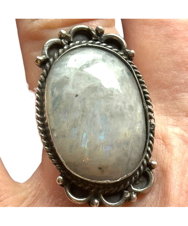 Vintage moonstone sterling silver 925 ring large statement
