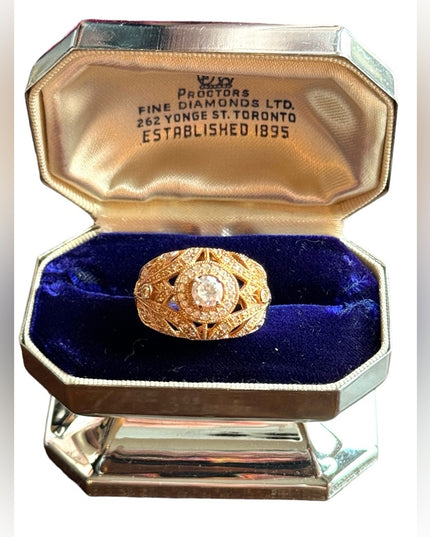 Victorian revival Johanna Kstar 925 sterling silver 18K gold plt Cz domed ring