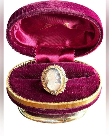 Vintage 800 silver Abalone Mother of pearl Shell CAMEO filagree ring