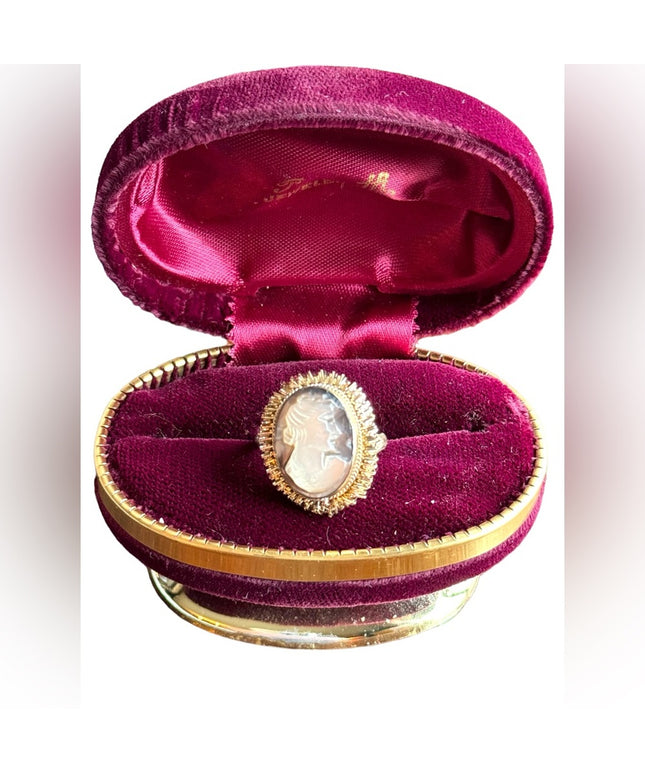 Vintage 800 silver Abalone Mother of pearl Shell CAMEO filagree ring