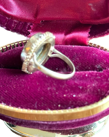Vintage 800 silver Abalone Mother of pearl Shell CAMEO filagree ring