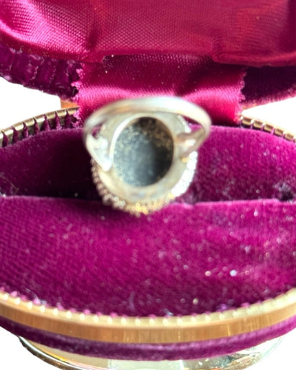 Vintage 800 silver Abalone Mother of pearl Shell CAMEO filagree ring