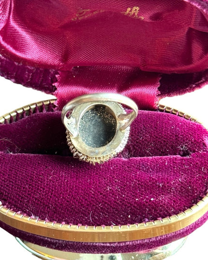 Vintage 800 silver Abalone Mother of pearl Shell CAMEO filagree ring
