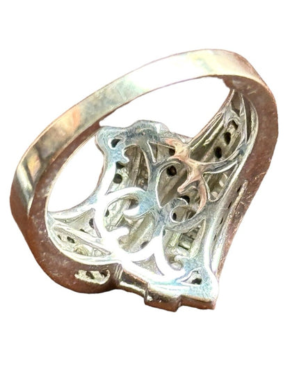 Sterling silver 925 Black & clear DIAMOND ring designer