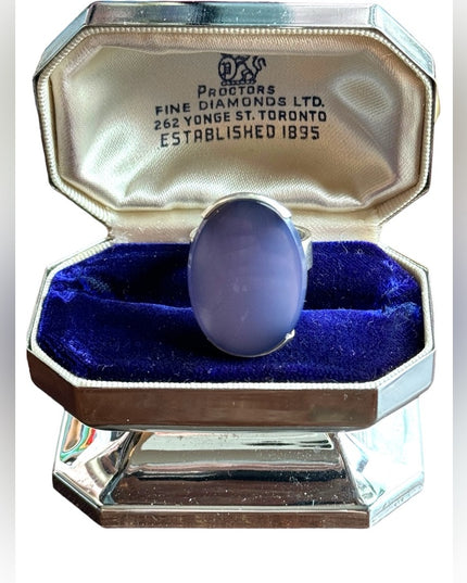 Vintage sterling silver 925 BLUE MOONSTONE Import ring FInland oval statement