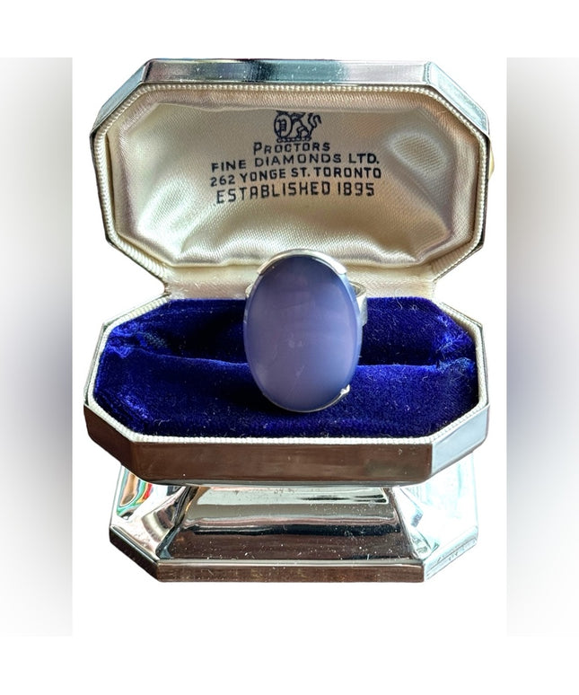 Vintage sterling silver 925 BLUE MOONSTONE Import ring FInland oval statement