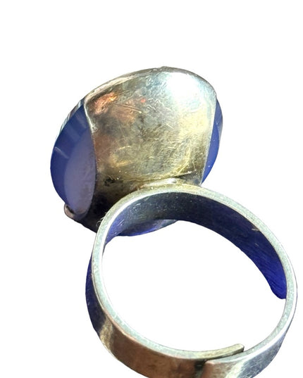 Vintage sterling silver 925 BLUE MOONSTONE Import ring FInland oval statement