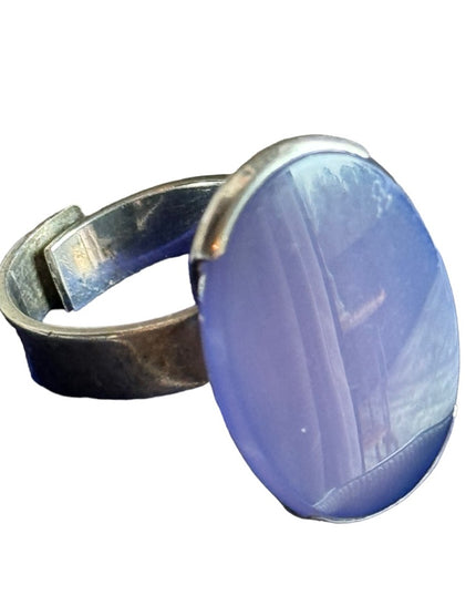 Vintage sterling silver 925 BLUE MOONSTONE Import ring FInland oval statement