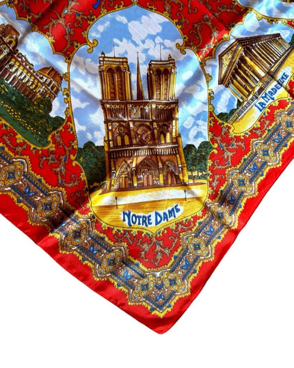 Vintage 1960s Paris France Made in Italy Souvenier tourist scarf Eiffel Tower