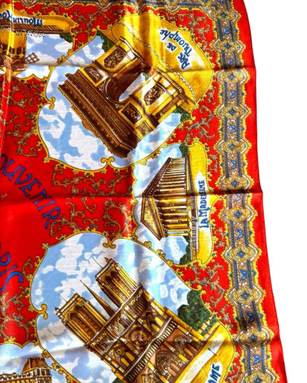 Vintage 1960s Paris France Made in Italy Souvenier tourist scarf Eiffel Tower