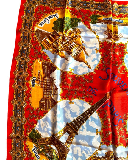 Vintage 1960s Paris France Made in Italy Souvenier tourist scarf Eiffel Tower