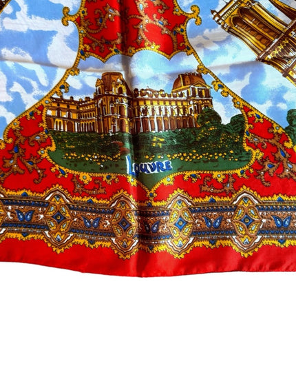 Vintage 1960s Paris France Made in Italy Souvenier tourist scarf Eiffel Tower