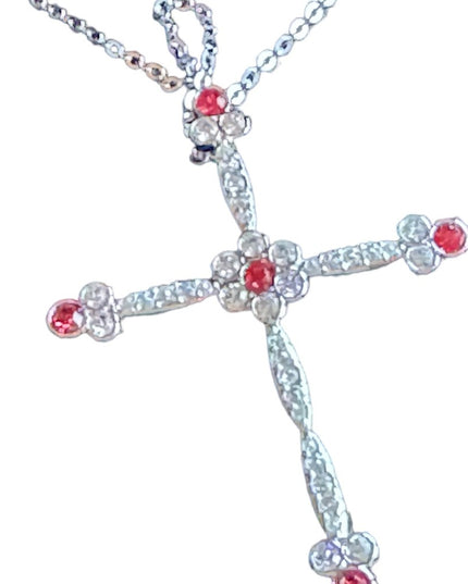 Swarovski Authentic (Swan) Crystal fancy cross necklace Rhodium plated NWT BX