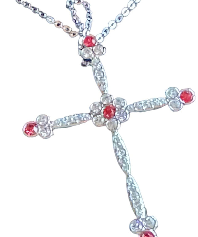 Swarovski Authentic (Swan) Crystal fancy cross necklace Rhodium plated NWT BX