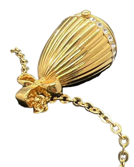 JOAN RIVERS-Rhinestone Watch Egg Pendant 30" Chain Necklace NIB Authentic
