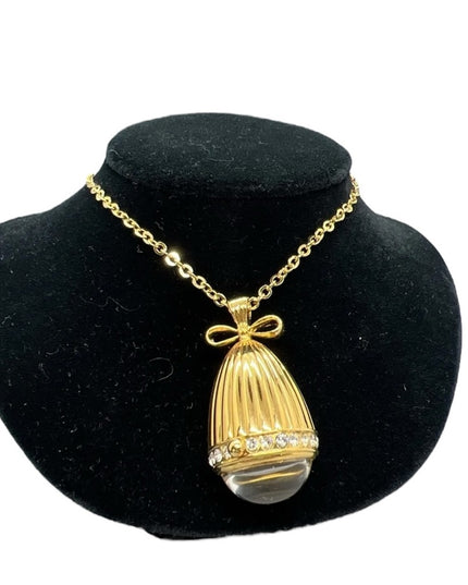 JOAN RIVERS-Rhinestone Watch Egg Pendant 30" Chain Necklace NIB Authentic