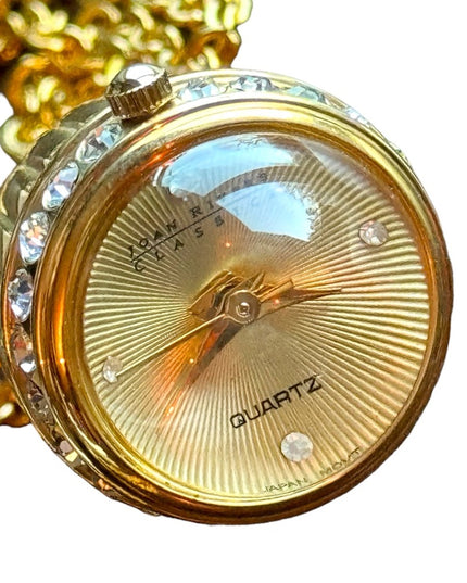 JOAN RIVERS-Rhinestone Watch Egg Pendant 30" Chain Necklace NIB Authentic