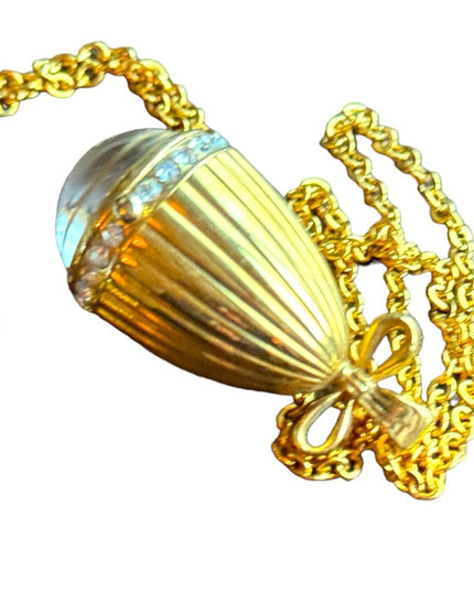 JOAN RIVERS-Rhinestone Watch Egg Pendant 30" Chain Necklace NIB Authentic
