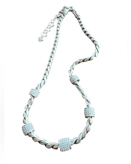 Brighton High silver finish quality thick rhodium plate rhinestone necklace