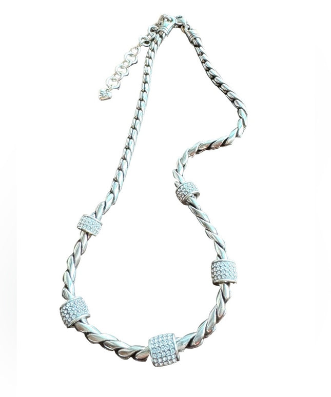 Brighton High silver finish quality thick rhodium plate rhinestone necklace