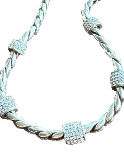 Brighton High silver finish quality thick rhodium plate rhinestone necklace