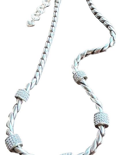 Brighton High silver finish quality thick rhodium plate rhinestone necklace
