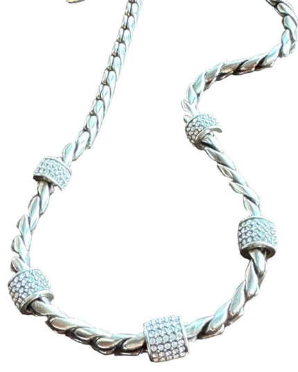 Brighton High silver finish quality thick rhodium plate rhinestone necklace