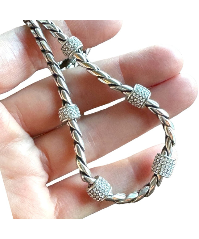 Brighton High silver finish quality thick rhodium plate rhinestone necklace