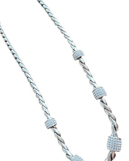 Brighton High silver finish quality thick rhodium plate rhinestone necklace