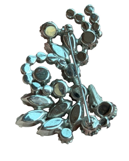 Vintage C1950s AB Sherman unmarked blue crystal brooch silver tone Large