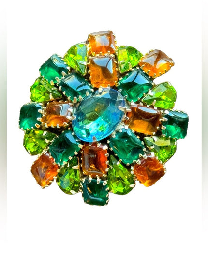 Vintage C1960s Crystal green amber brooch LG Juliana ?