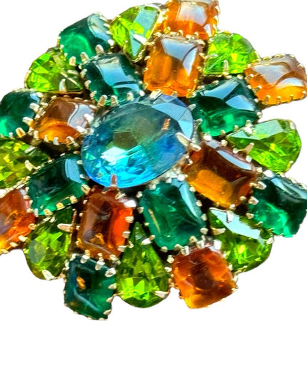 Vintage C1960s Crystal green amber brooch LG Juliana ?