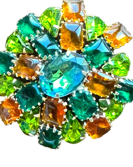 Vintage C1960s Crystal green amber brooch LG Juliana ?