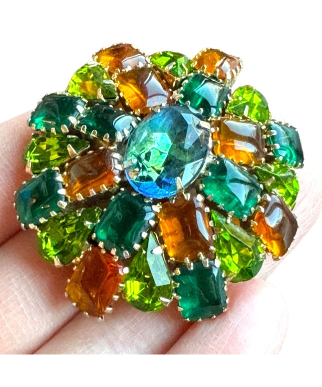 Vintage C1960s Crystal green amber brooch LG Juliana ?