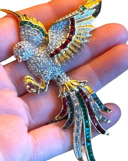 Lovely colorful crystal rhinestone  birds of paradise brooch rhinstones Dorlan