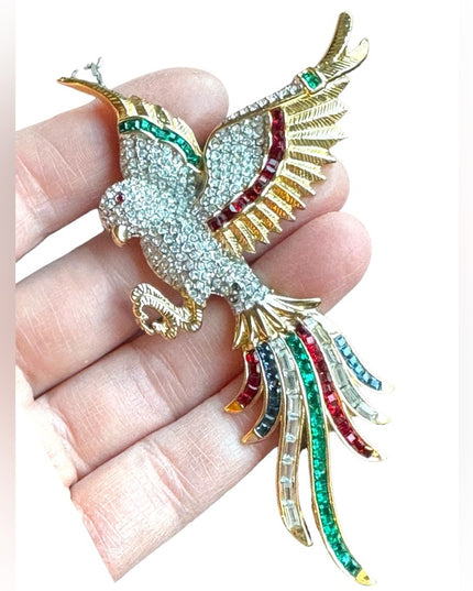 Lovely colorful crystal rhinestone  birds of paradise brooch rhinstones Dorlan