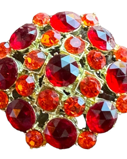 Vintage 1960s Crystal brooch pendant orange red