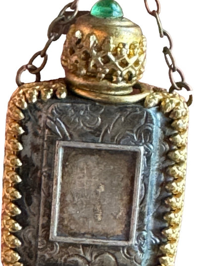 Antique gold pinchbeck filagree Paris France Glass perfume bottle  brooch