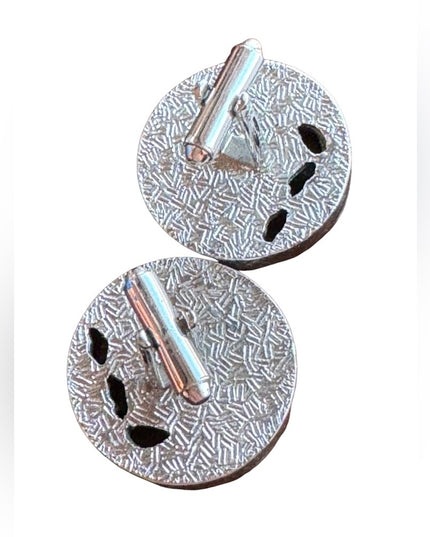Vintage silver finish ornate detailed hunting scene shooting cufflinks