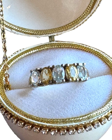 Vintage sterling silver 925  multi gemstone stacker band stone ring