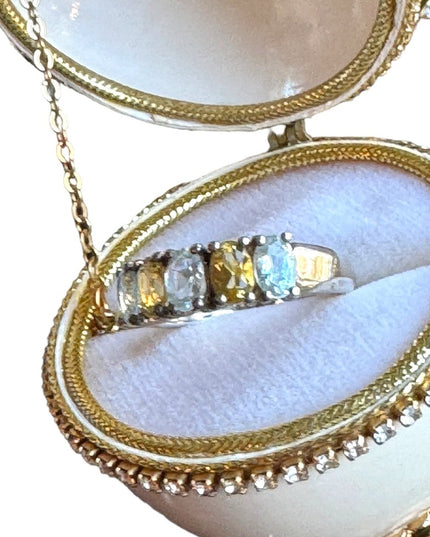 Vintage sterling silver 925  multi gemstone stacker band stone ring