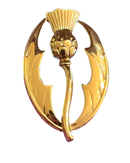 Vintage Solvar gold plate Scottish Thistle brooch kilt pin