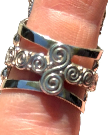 RARE Sajen Ocean Jasper & Peridot Large Goddess sterling silver 925 ring C2004