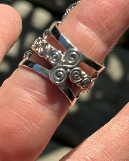 RARE Sajen Ocean Jasper & Peridot Large Goddess sterling silver 925 ring C2004
