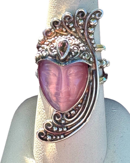 Stunning RARE Sajen Amethyst & pink Fibrr optic Sterling silver Art Deco Goddess