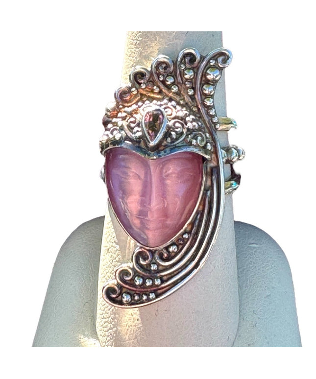 Stunning RARE Sajen Amethyst & pink Fibrr optic Sterling silver Art Deco Goddess