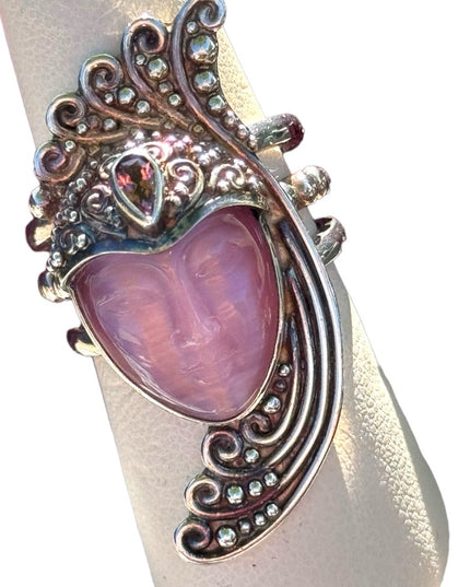 Stunning RARE Sajen Amethyst & pink Fibrr optic Sterling silver Art Deco Goddess